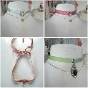 Free People 💗 LOT of 4 Marie Antoinette style vintage silk ribbon chokers